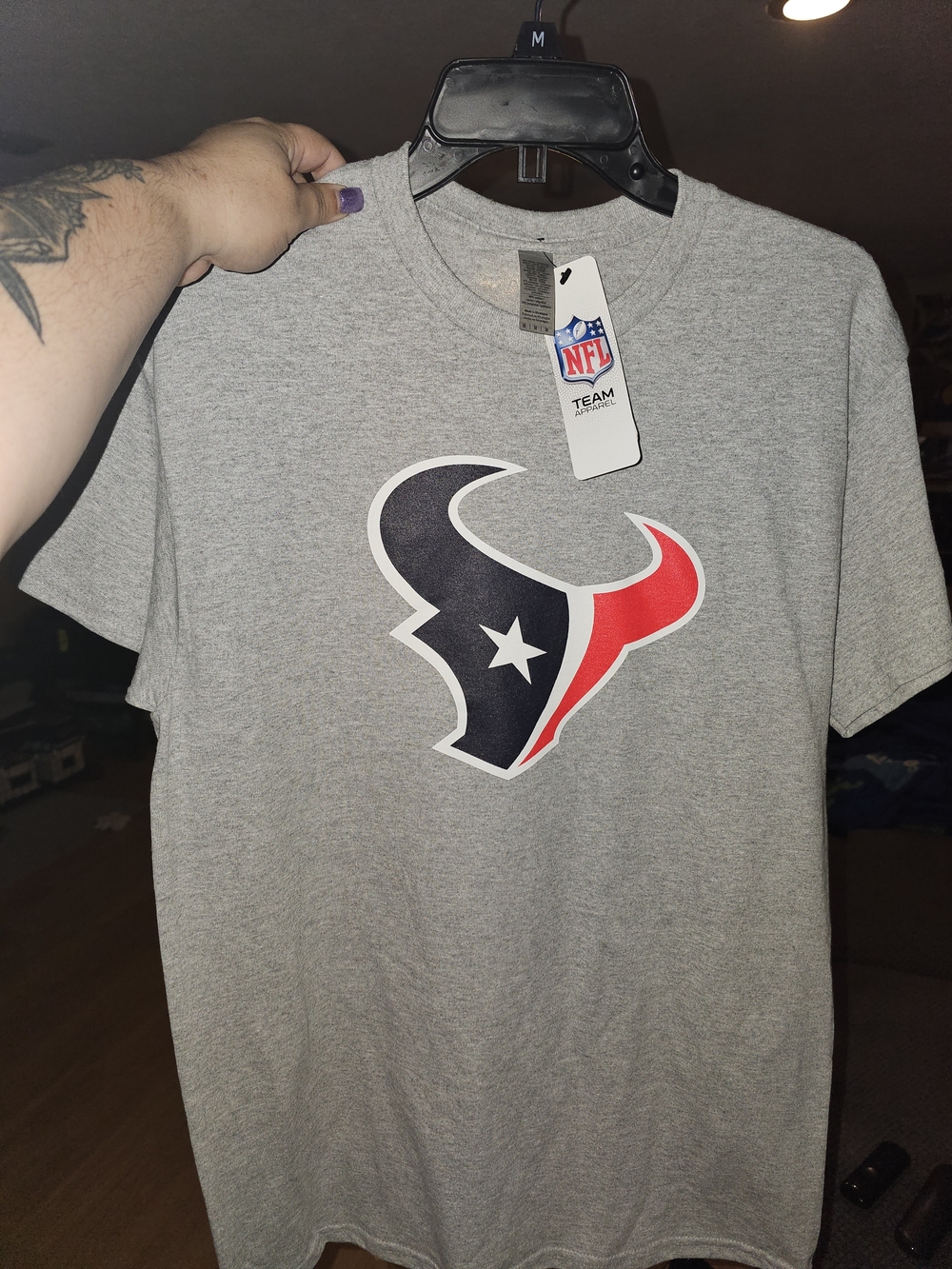 NFL Houston Texans Gray Short Sleeve Logo T‑Shirt